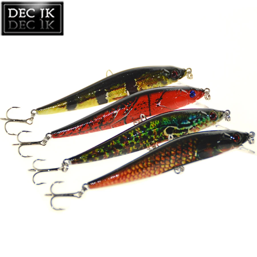 4PCS Hard Fishing Lure Crankbaits Minnow With Hook Tackle Jerkbait Peche Trolls Artificial Bait For Pike 3D Eyes Fish Sea Lures (8)