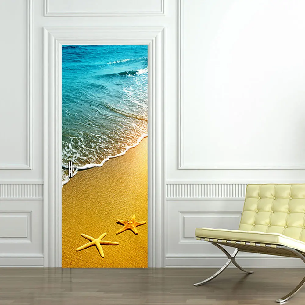 2 шт./компл. Цвет пляжные двери Арт Декор для дома с возможностью креативного самостоятельного выбора между 3D двери наклейки прекрасно подходят для стены дома номер двери декора
