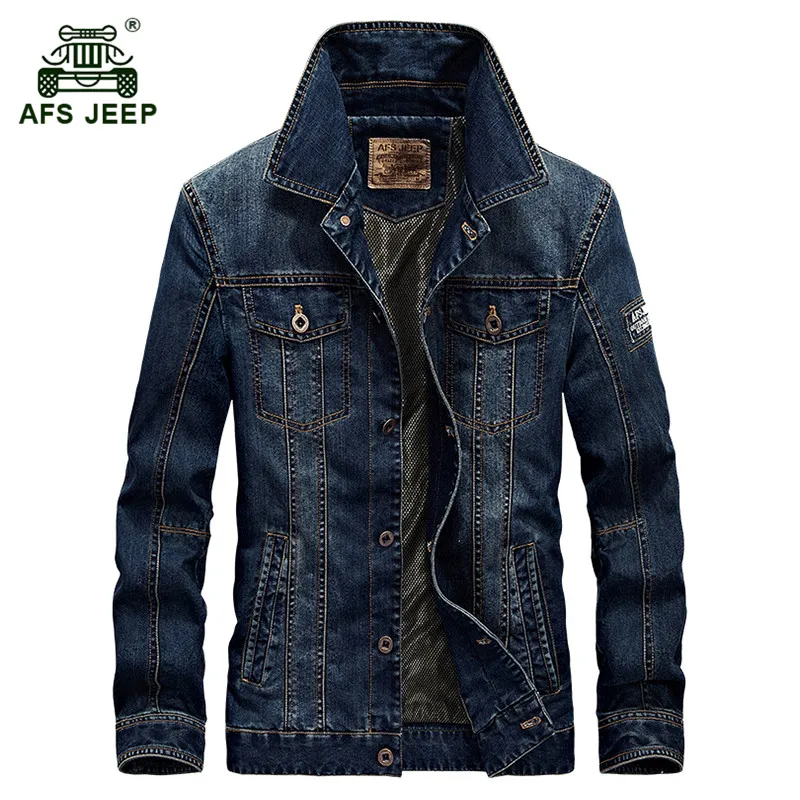 AFS JEEP Осенняя мужская модная повседневная брендовая Высококачественная хлопковая ковбойская куртка, Мужская Весенняя джинсовая синяя куртка, пальто, M-4XL