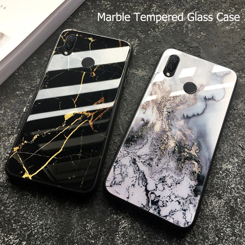 Marble Tempered Glass Case for OPPO A33 Neo 7 A37 A77 K1 Find X R9 R9Plus R9s Plus Silicone Edge Phone Cover |