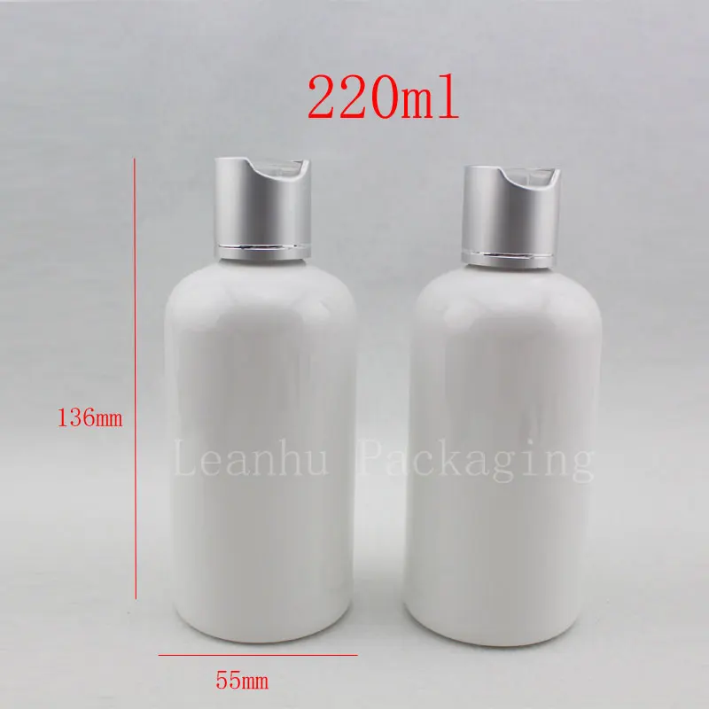 220ml X 30 Empty Shampoo Plastic Containers With Disc Top Cap , white