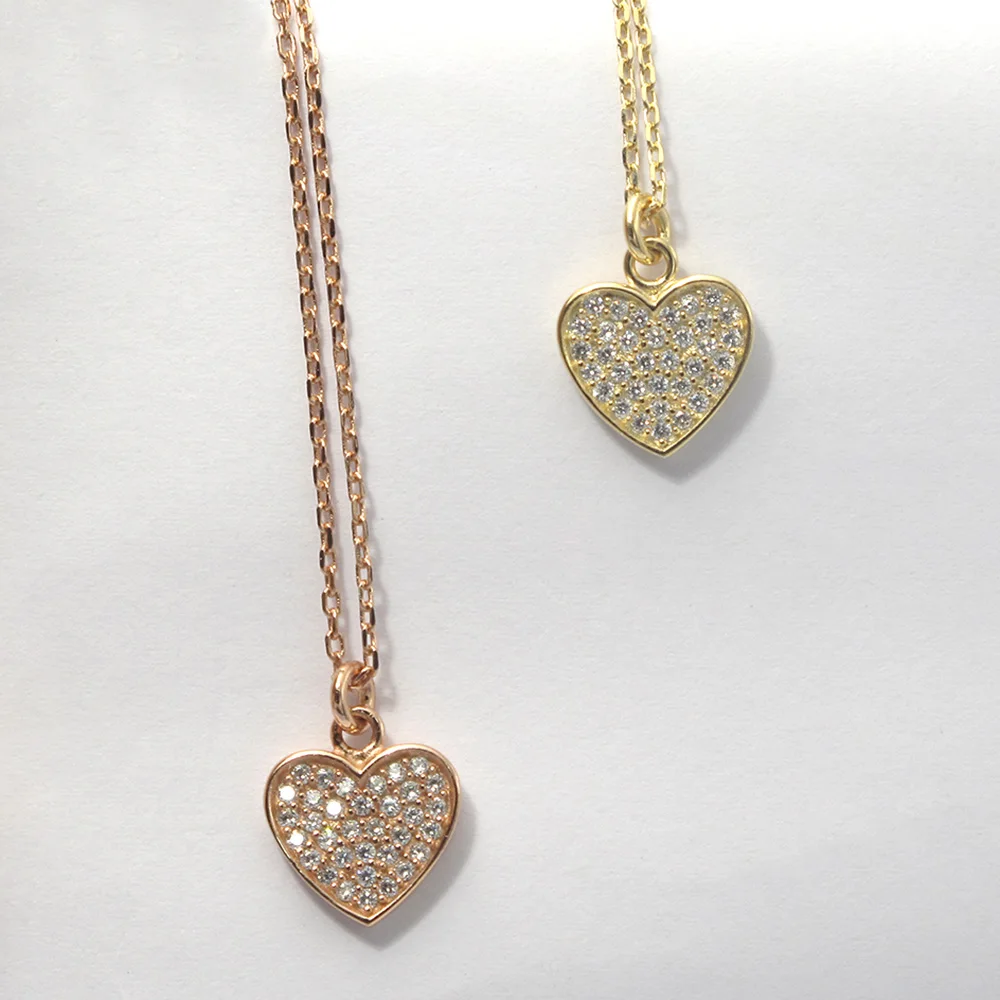 Moda Exquisita de Oro Rosa de Circón Corazón Colgante en Forma de Collar Para Regalo de Las Mujeres