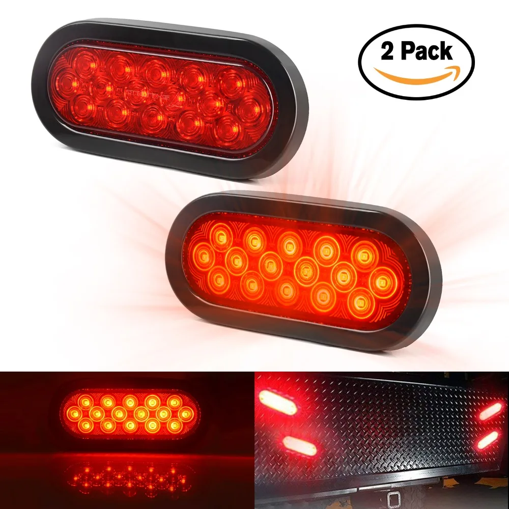 

WHDZ 2/4pcs Red 6" 16-LED Oval Stop Turn Signal Brake Marker Tail light LED Light, Flush Mount Trailer Truck Marine Waterproof