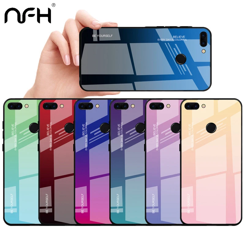 

Gradient Tempered Glass Phone Case For Huawei On P20 Pro Huawei Mate 20 10 Lite Honor 8X 9 10 P Smart 2019 Coque Capa Cover Case