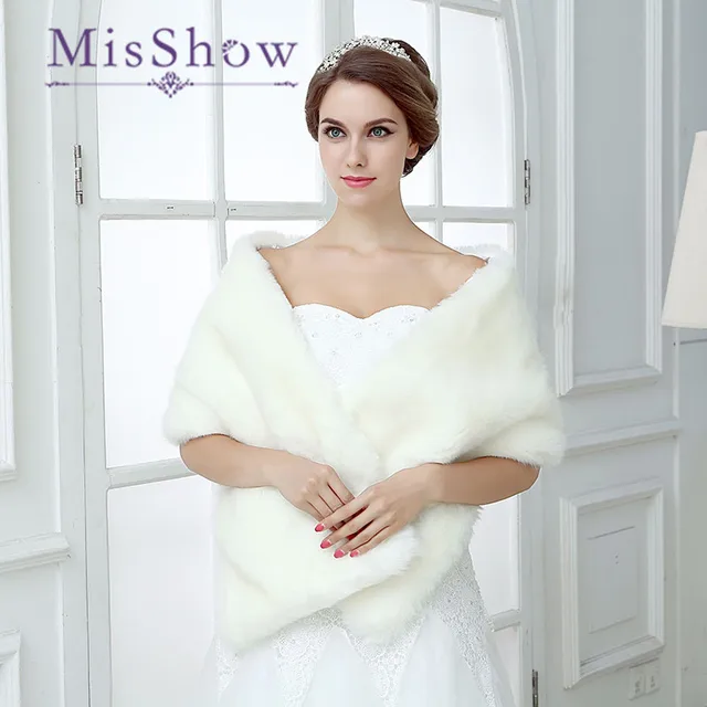 Best Product 2018 Best Seller Women Shawl Faux Fur Wrap Bolero Wedding Cape Bridal Shawl Fur Cape Winter Bridal Cloak Bolero