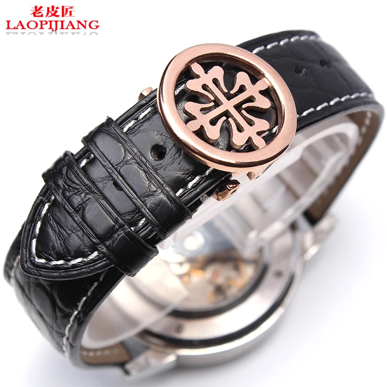 Watch accessories substitute P men and women leather watch straps Crocodile Leather Watchband 20MM black brown