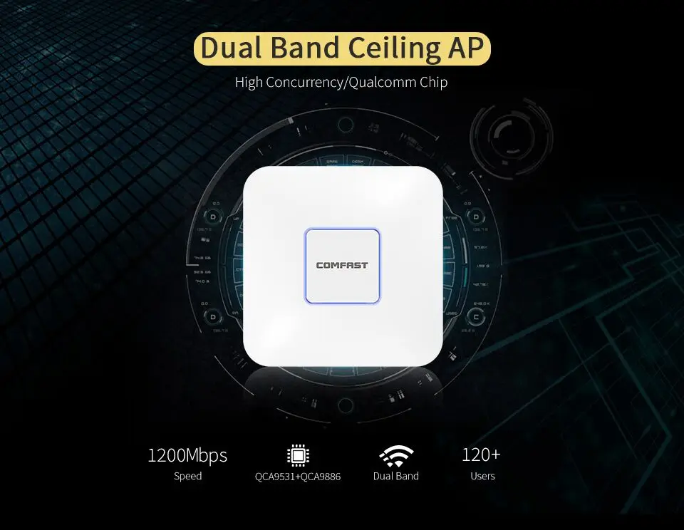 

2019 COMFAST 1200M wireless Ceiling AP router 2.4G+5.8G 802.11AC WiFi Access Point AP 48V POE openwrt wifi router for shop/mall