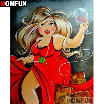 

HOMFUN 5D DIY Diamond Painting Full Square/Round Drill "Fat woman" 3D Embroidery Cross Stitch Mosaic Home Decor A06072