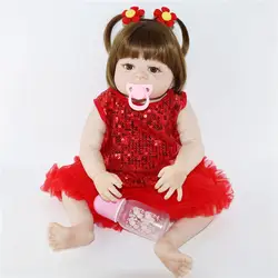 Детские игрушки гладкие волосы куклы реборн новорожденных ребонэ куклы дети хобби boneca реборн силиконовая completa куклы brinquedos