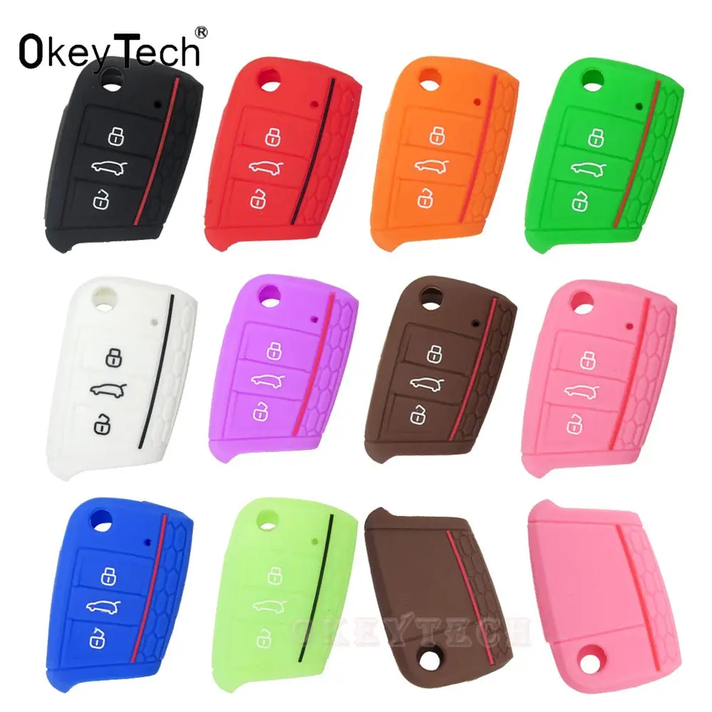 Okeytech silicone rubber car key cover case bag For VW key Polo 2016 golf 7 MK7 for Skoda Octavia combi A7 for SEAT Leon Ibiza 3 Okeytech silicone rubber car key cover case bag For VW key Polo 2016 golf 7 MK7 for Skoda Octavia combi A7 for SEAT Leon Ibiza 3