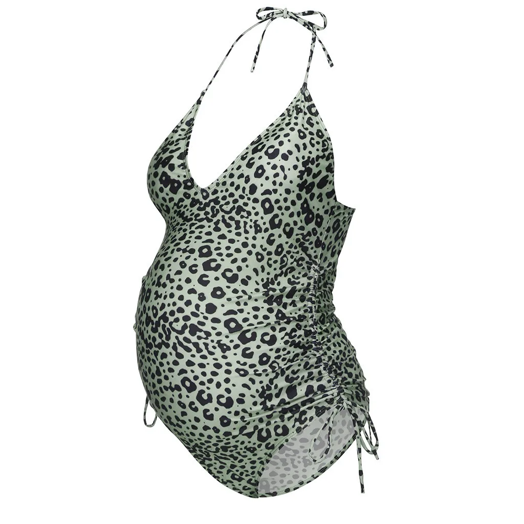 Беременности и родам купальник летний спортивный костюм для игр с леопардовым узором и принтом bikiniprinted ремни цельнокроеный Модный Купальник беременности и родам сплошной купальник# LR1