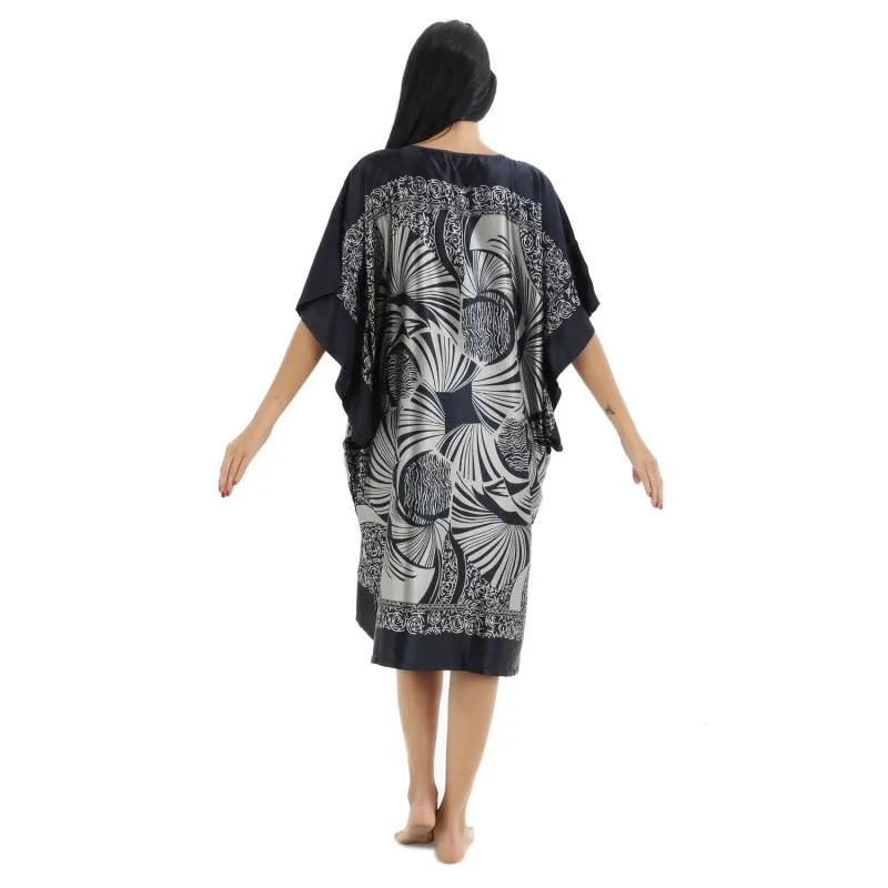 Новая женская черная летняя ночная рубашка из искусственного шелка больших размеров, свободное сползающее плечо, одежда для сна, халат, женское сексуальное домашнее платье Co1