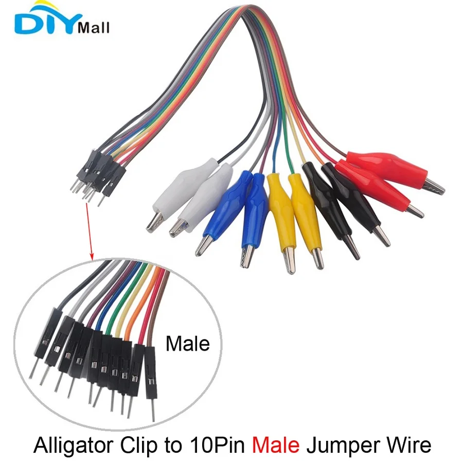 10 шт./компл. Тесты привести Зажим мужской женский макет перемычка Dupont кабель - Комплект: Clip to Male