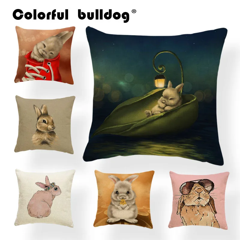 

Cute Christmas Animal Cushion Rabbit Squirrel Small Duck Bird Panda Pillows 45X45Cm Decorative Children Bedroom Carrot Pillows