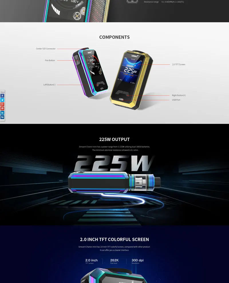 Pre-Sale Original Electronic Cigarettes Mods Smoant Charon Mini Mod 225w Big Output Dual battery Vaporizer VS SMOK Mag Mod Vape  (2)