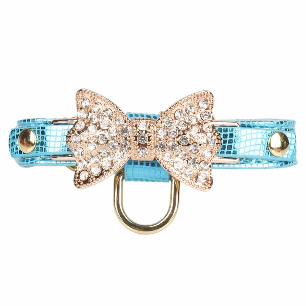 Cats Collars Dogs Rhinestone Bow Kitten Product Accessories For Pet Necklace Cat-Collar Supplies katten halsband collier chat