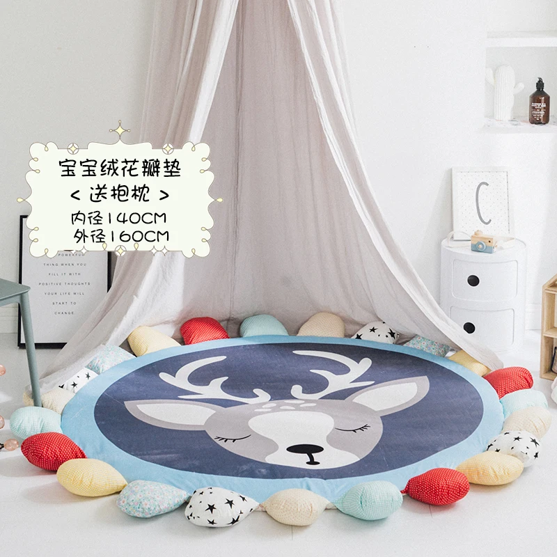 

145cm Floor Mat Imitation Wool Carpet ComfortableSoft Plum Blossom Shape Imitated Wool Artificial Christmas Decor Nursery Rug