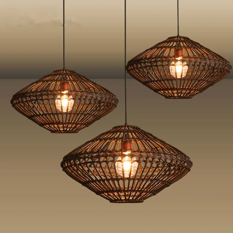 

Chinese restaurant teahouse teahouse handmade bamboo rattan village tea shop southeast retro rattan Pendant Lights LO7262