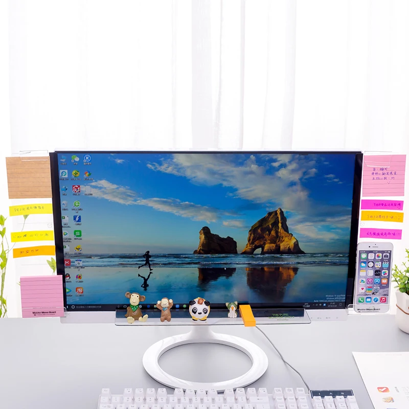 

Computer Display Screen Sticker Practical Acrylic Adhesive Notes Phone Holder Multifunction Message Board Home Office Storage