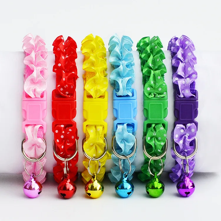 Pet Princess Lace Dog Puppy Cat Collars Dot Pattern Adjustable Pet Neck