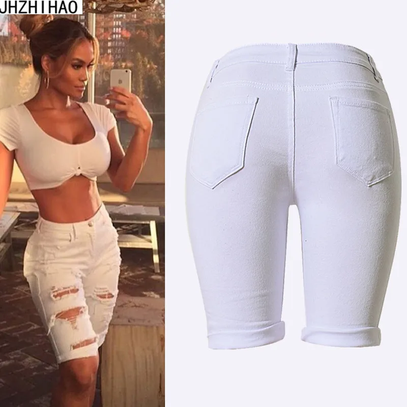 

Woman Denim Shorts Jeans Hole shorts White blue black Women High Waist Shorts Ripped Short S-XXXL plus size