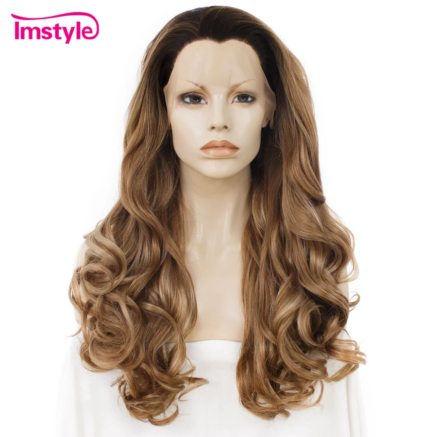 

Imstyle Synthetic Lace Front Wig Dark Root Brown Wig Natural Soft Wavy Wigs For Women Heat Resistant Fiber Daily Cosplay Wig