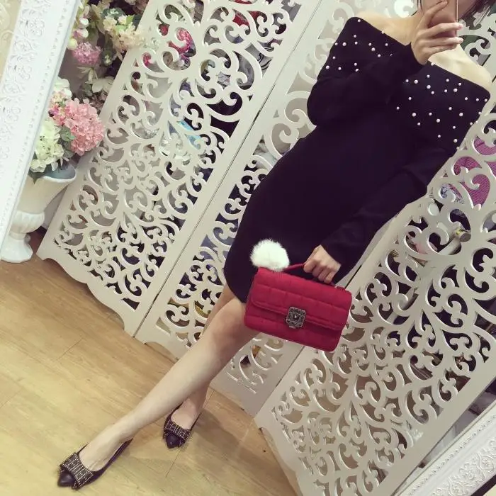 2017 New Arrival Winter Spring Women Fahsion Knitting Cotton Strapless Sheath Beading Dress Female Casual Above Knee Mini | Женская