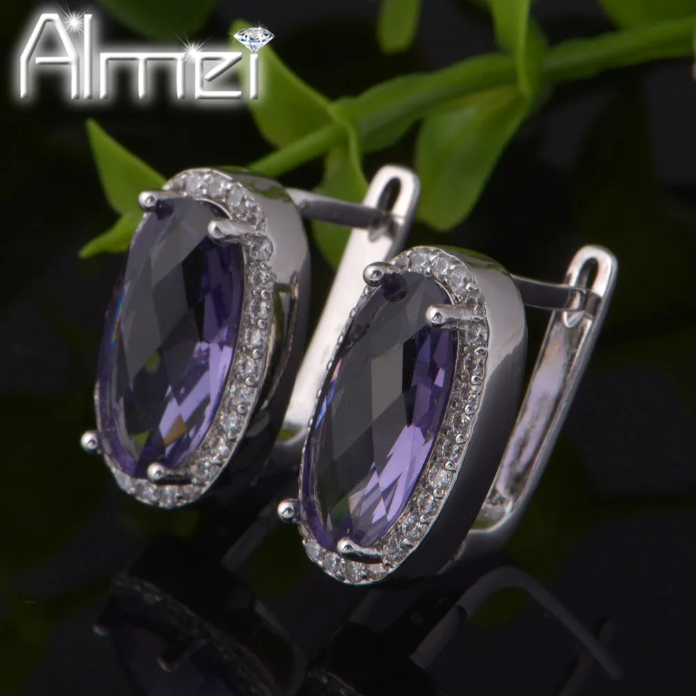 Женские серебряные серьги Almei с фианитом R197|women earrings|women fashion earringsbrincos |