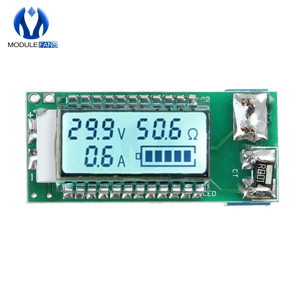 

18650 26650 Digital LED Lithium Li-ion Battery Tester Meter Back Light Voltage/Capacity/Current/Load Resistance Tester Module