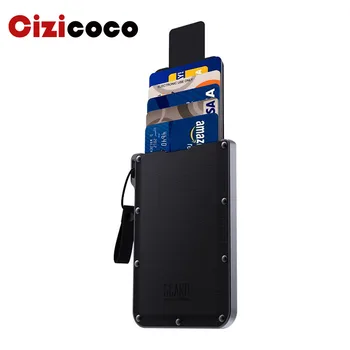 

2019 New Arrival RFID Blocking Credit Card Holder Genuine Leather Unisex Business ID Holders Aluminum Box Card Wallets