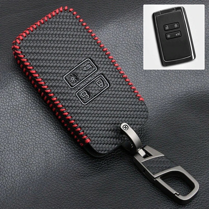 

Leather Car Key Case For Captur Clio Megane Koleos Key Case Replacement 1Pc Accessories Decoration Cover Protection