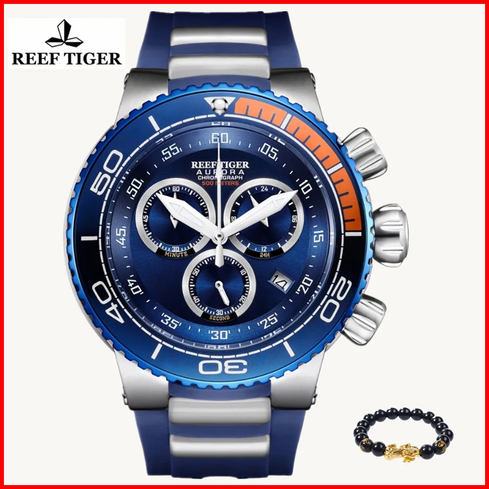 

Reef Tiger/RT Men Luxury Brand Sport Watches 50M Waterproof Analog Rubber Strap Rose Gold Big Watches Relogio Masculino RGA3168