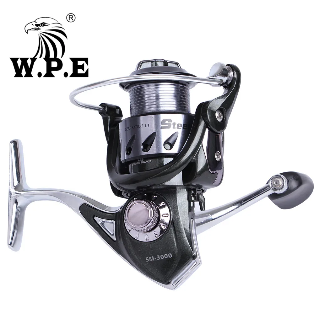 WPE Сталь человек 3 5,1: 1 2000 3000 4000 5000 6000 спиннинг рыболовная катушка 10+ 1 Шариковые подшипники с Макс Перетащите Мощность 8 кг Рыболовная катушка