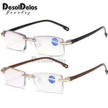 Ультралегкие очки для чтения без оправы, женские и мужские прозрачные линзы, анти-Blu-Ray компьютерные очки, очки для чтения Пресбиопии