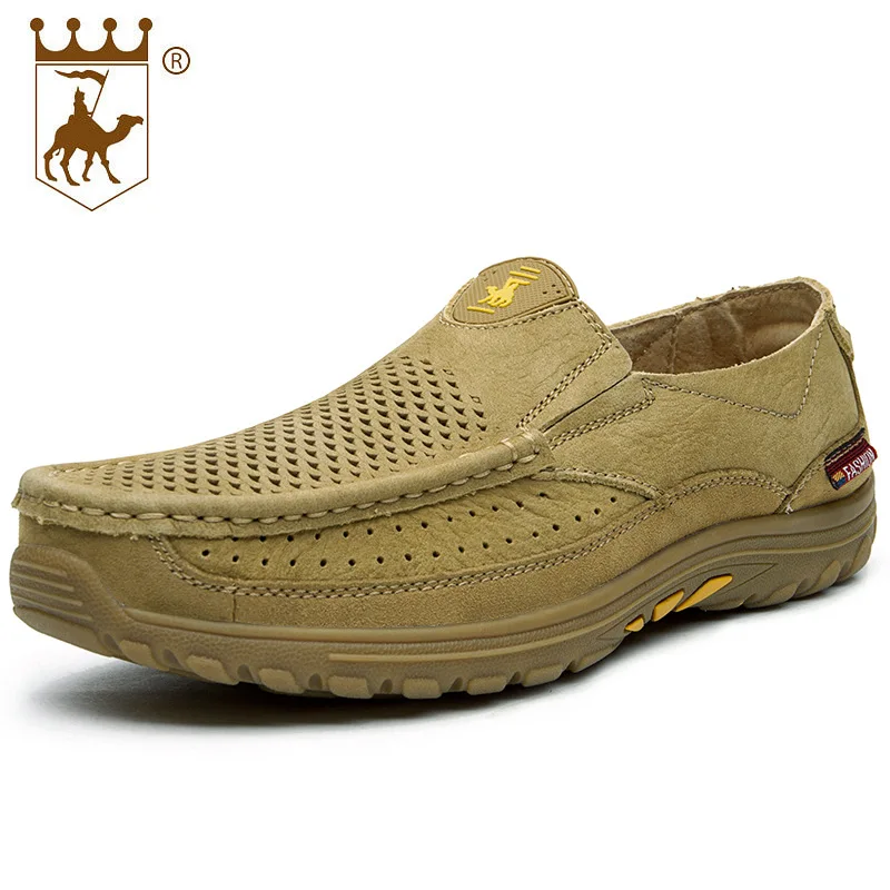 

BACKCAME Spring Sonata Camel Boy Toe Breathable Layer of Leather Sandals Dichotomanthes Bottom Hollow Sleeve Foot Leisure Shoes