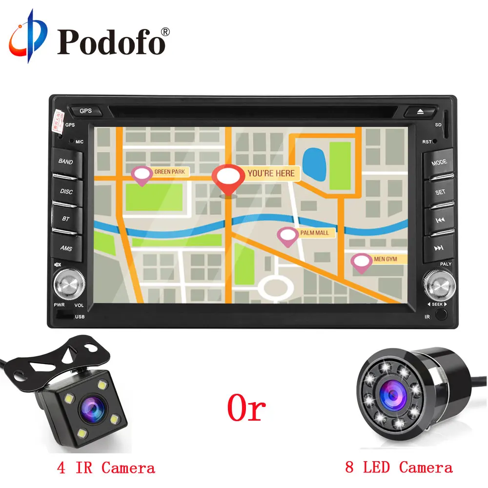 

Podofo New Universal 2 Din Car Radio DVD Player GPS Navigation In Dash Car PC Stereo Video Autoradio Multimidia Bluetooth USB