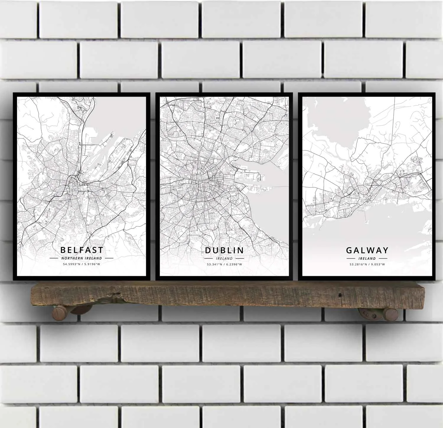 Belfast Northern Dublin Galway Kilkenny Ireland Map Poster