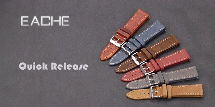 EACHE Classical Quick Release Spring bar Watch Bands 18mm 20mm 22mm More Colors Leather Watch Strap