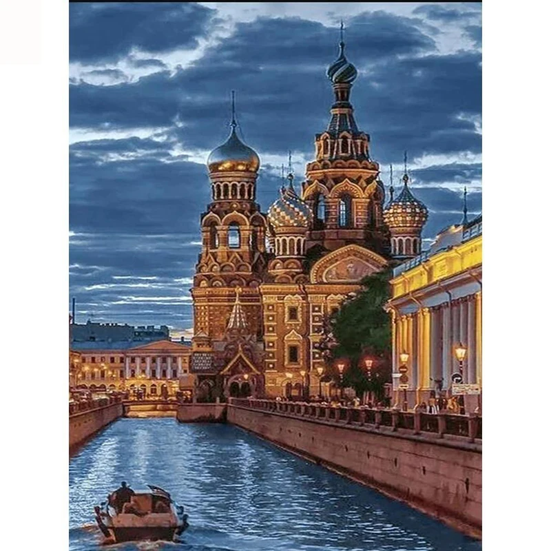 Diamond Embroidery Landscape Full Square&Round Diamond Painting Cross Stitch Church 3D Home Decoration DIY