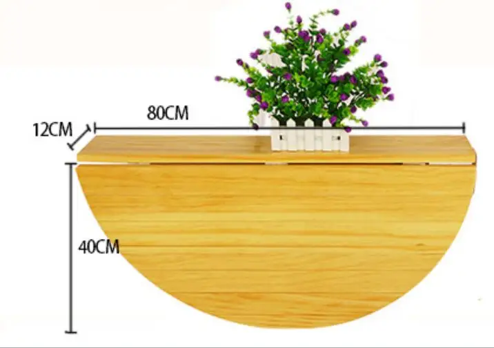 80*40CM Modern Wall Mount Dining Table Solid Wood Folding Table Wall Hanging Garden Table