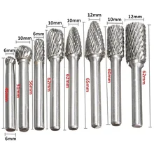 8 pçs/set 6mm-12mm carboneto de tungstênio burr bit cnc gravura 1/4