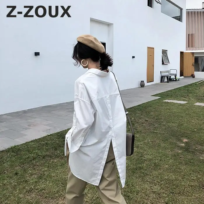 Z ZOUX женские блузки свободные длинные белые топы подходящие ко всему с длинным