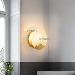 Современная светодиодная настенная лампа для спальни, простая прикроватная лампа для спальни, настенный светильник из латуни, каменная