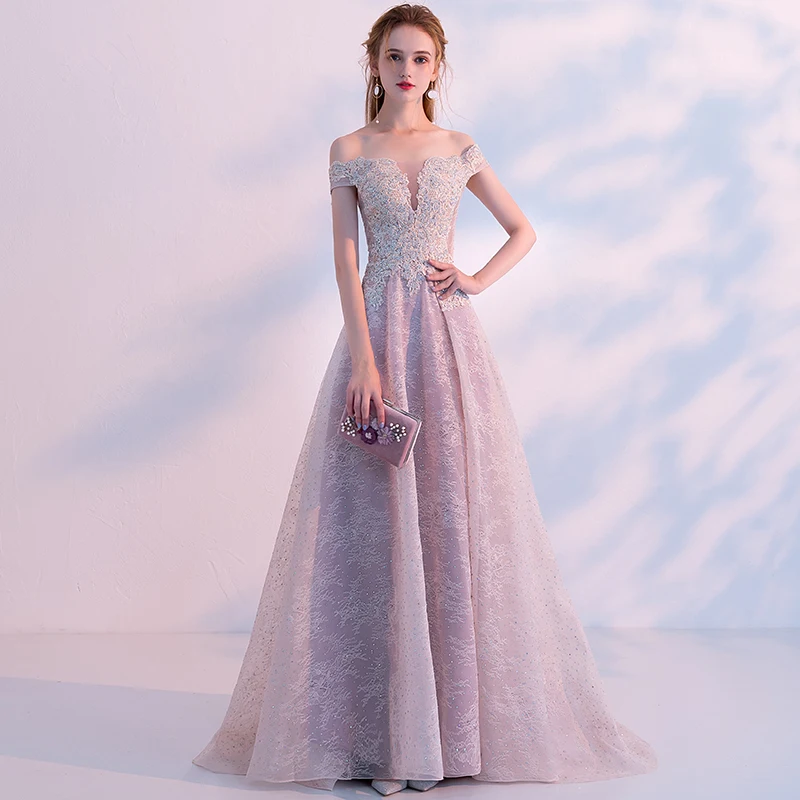 Elegant Evening Dress Long 2019 Lace Evening Gowns Off The Shoulder Prom Party Dresses Vintage Robe De Soiree Elegant Evening Dress Long 2019 Lace Evening Gowns Off The Shoulder Prom Party Dresses Vintage Robe De Soiree
