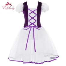 Профессиональное балетное платье-пачка для девочек; бархатная сетчатая юбка с короткими пышными рукавами; детское танцевальное гимнастическое трико; костюмы