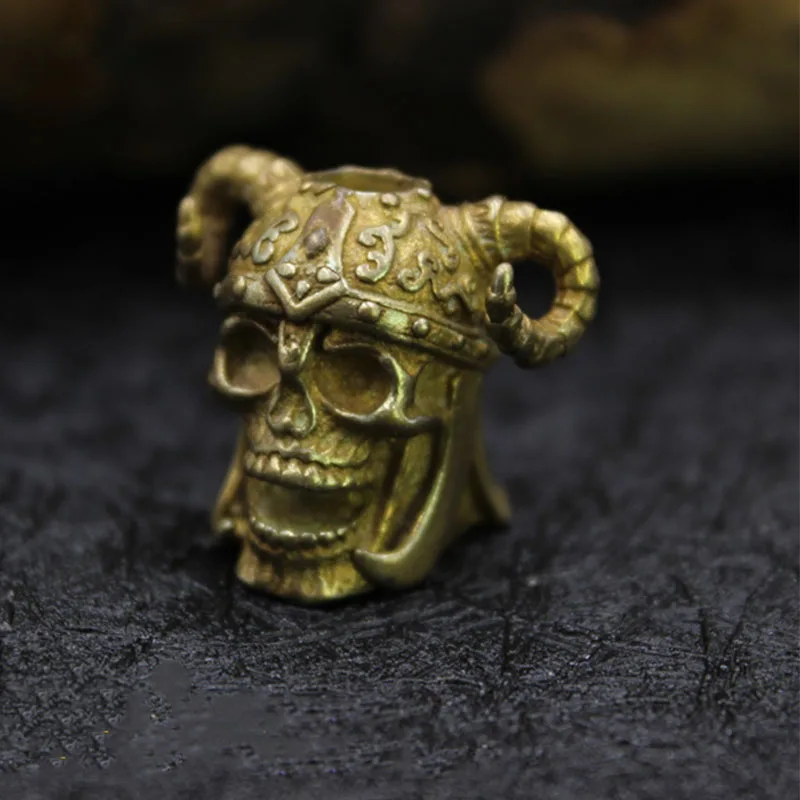 Pingente de Bronze de Cobre Edc Orc Berserker Crânio Puro Crânio Capacete Diy Gota Corda Lanterna Pingente Contas Paracord Ferramenta Acessórios 5 Cheap Ferram. atividade ar livre