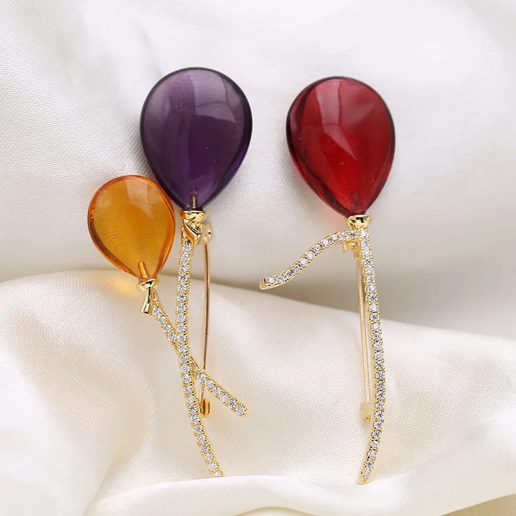 

Popular Crystal Zircon Balloon Brooch Pin Women Ladies Party Accessories
