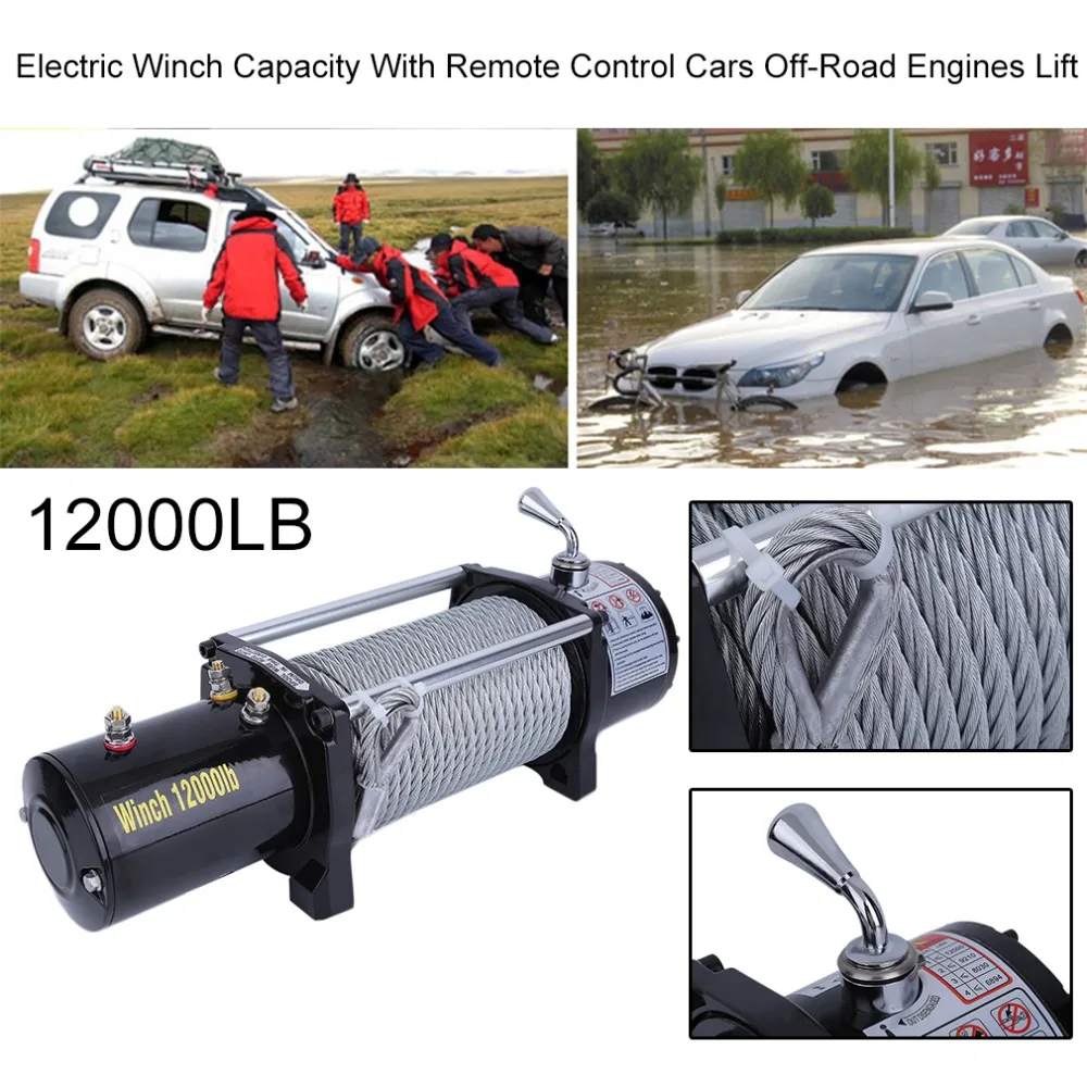 

Professional Electric Winch Load Capacity Up To 12000LB With Remote Control Cars Off-Road Engines Lift Winch Lifting Tool Parts