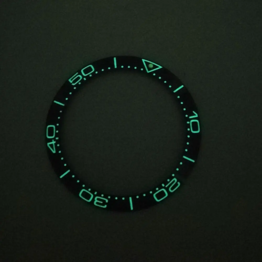 Relógio de Cerâmica Bezel Insert Azul Preto Moldura Luminosa Relógio Parnis 38mm