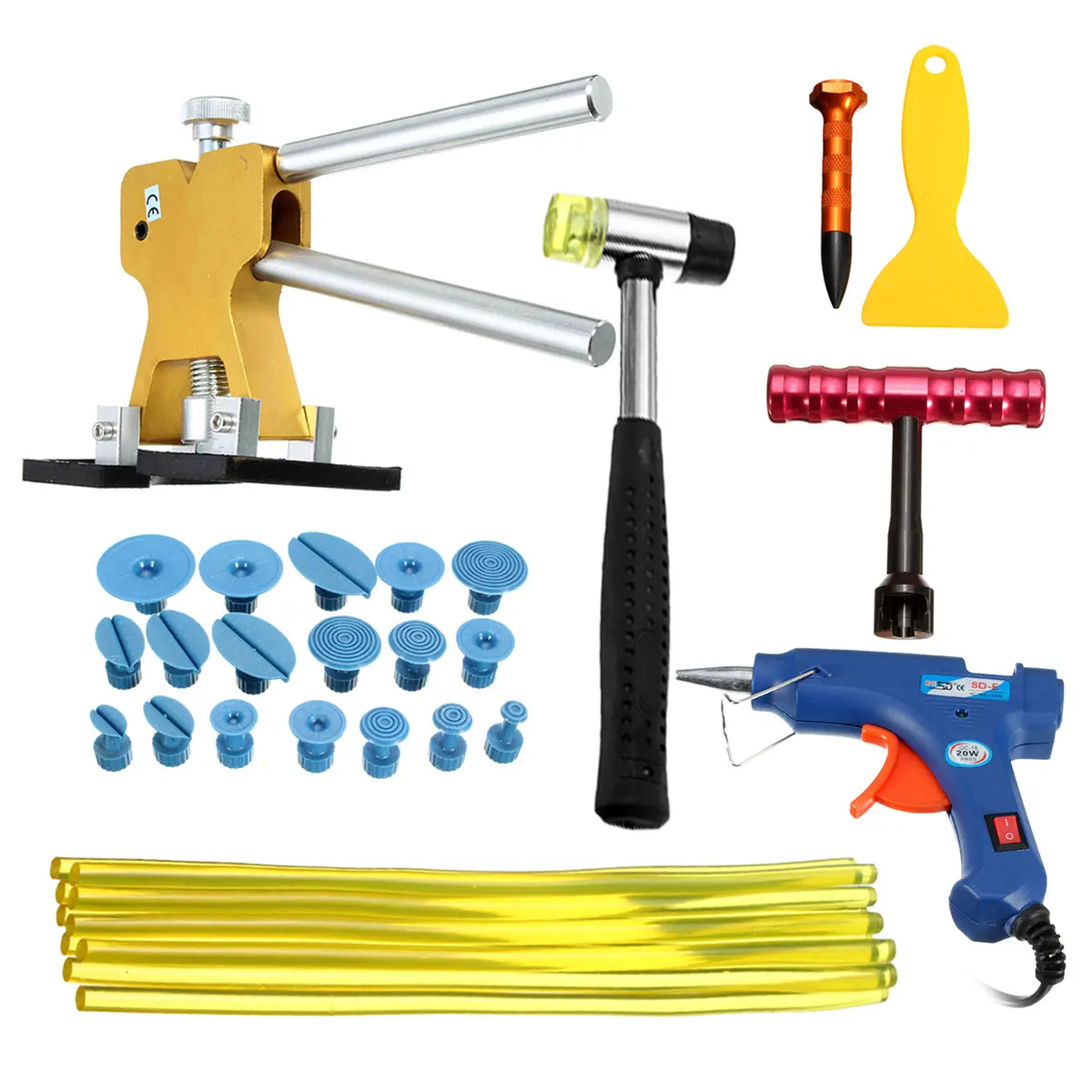 Prix pour 1 Set PDR Kit Onglets T-Bar Pistolet À Colle Led Ligne conseil Glisser Marteau avec Dent Puller-Débosselage sans peinture outils Prix pour 1 Set PDR Kit Onglets T-Bar Pistolet À Colle Led Ligne conseil Glisser Marteau avec Dent Puller-Débosselage sans peinture outils